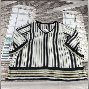 NWT Women’s Avenue Multicolored V Neck Classy Blouse (26/28) GE03